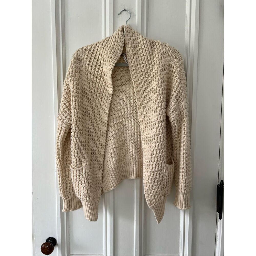 Kirra chunky cream cardigan sweater with pockets XS